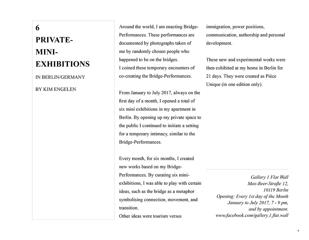 Kim Engelen, 6 Private Mini-Exhibitions, page 6, Berlin, 2017