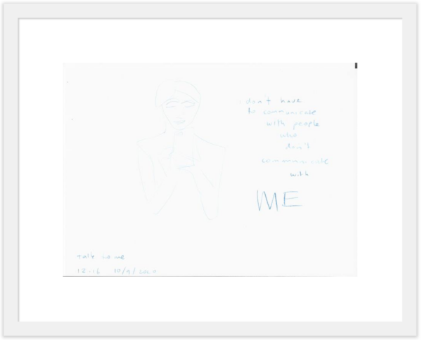 Kim Engelen, Example white frame, Communicate With Me (blue), 2020