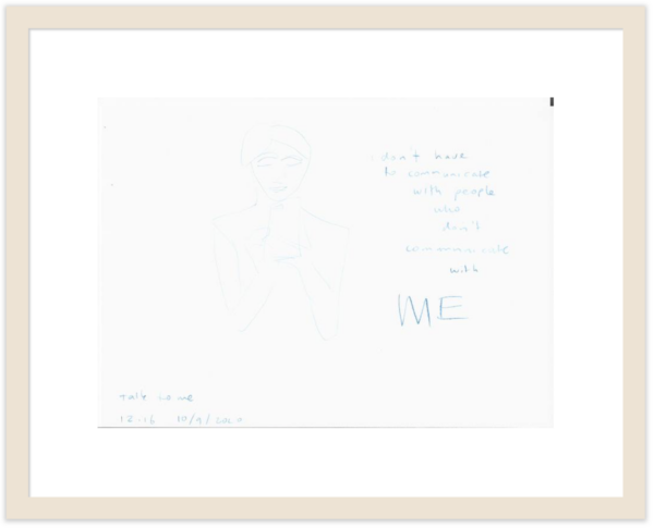 Kim Engelen, Example with wooden frame, Communicate With Me (blue), 2020