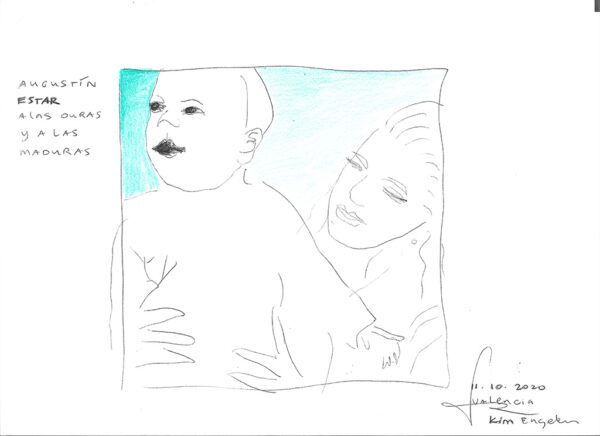 Kim Engelen, CONFESSION DRAWINGS: sketches on paper Estar a las Duras y a las Maduras No. 5 (Agustín) 30 x 21 cm (11,81 x 8,27 in), 2020