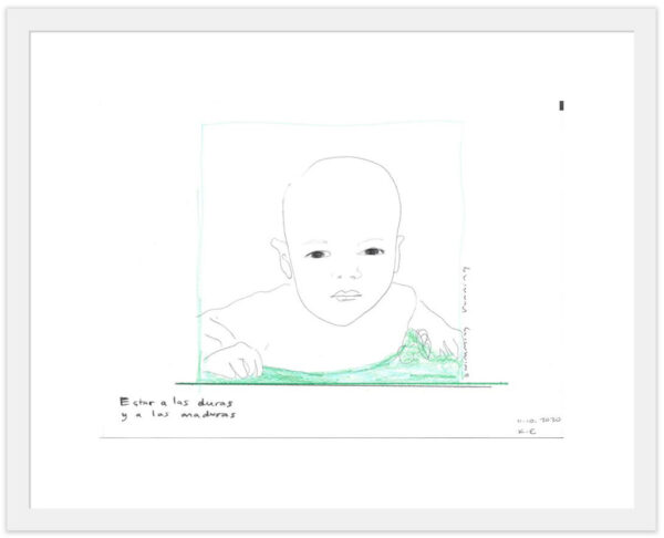 Kim Engelen, Example of the artwork with white frame, Estar a las Duras y a las Maduras No. 3 (Agustín), 2020