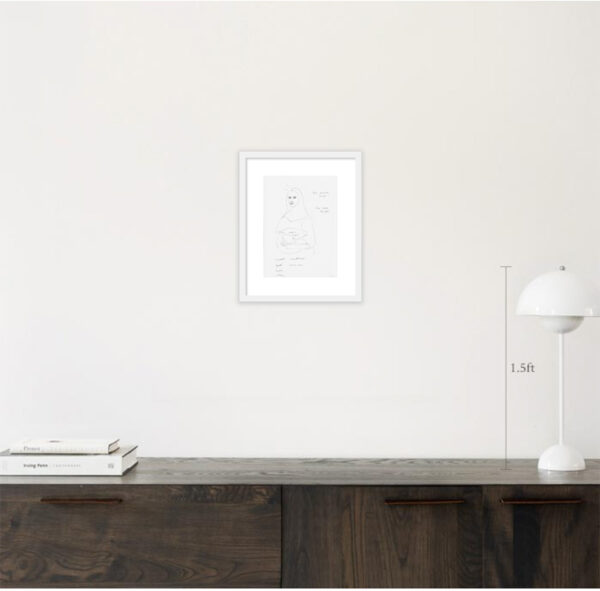 Kim Engelen, Example of the artwork in a room, with white frame, The Light Knight, 2020