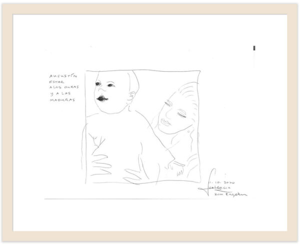 Kim Engelen, CONFESSION DRAWINGS: sketches on paper Estar a las Duras y a las Maduras No. 4 (Agustín), 2020