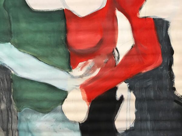 Kim Engelen, Red Sweater, Oil Paint on Roller Screen, Detail 3, 1995