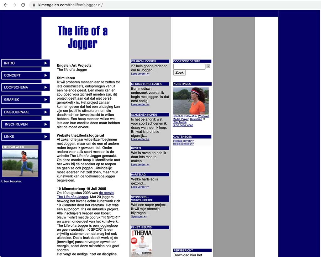 Kim Engelen, The Life of a Jogger, Website, 2002