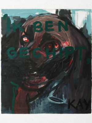 Kim Engelen, Ik ben Gechipt (I am Chipped)—Kay, Oil on Canvas (unstretched), 1997