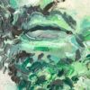 Kim Engelen, Greek Head (Green), Oil on Canvas, Unstretched, Detail 2, 1995