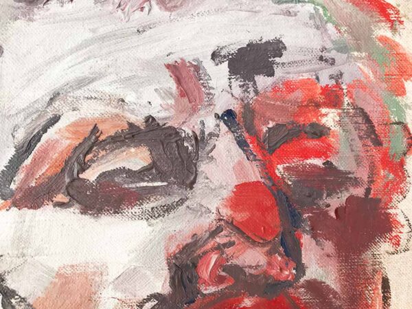 Kim Engelen, Greek Head (Red), Oil on Canvas, Unstretched, Detail 2, 1995