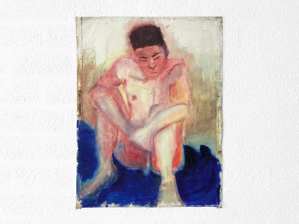 Kim Engelen, Young Man by the Water, Oil on Paper, 1995