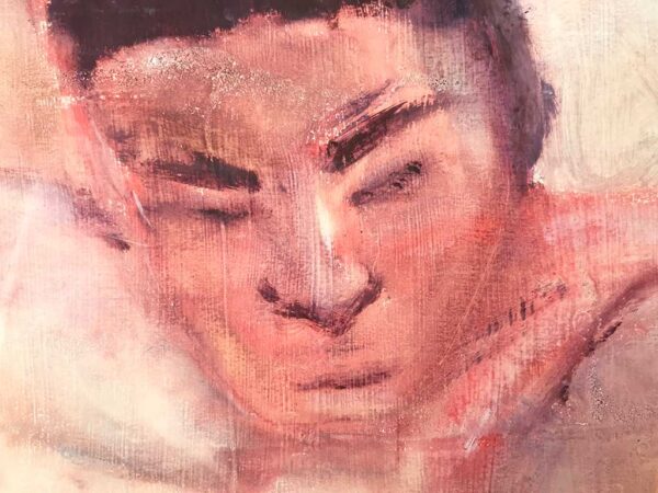 Kim Engelen, Young Man by the Water, Oil on Paper, Detail 1, 1995