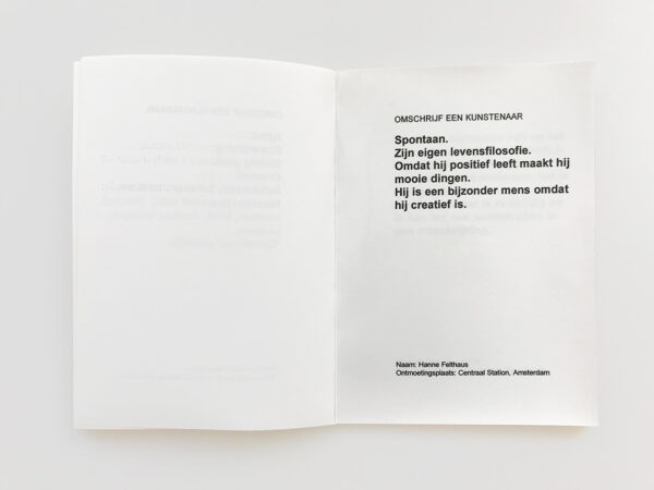 Kim Engelen, Omschrijf een Kunstenaar (English: Describe an Artist), Book 2, Statement 3, 1999