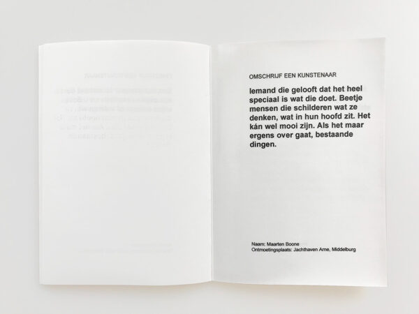 Kim Engelen, Omschrijf een Kunstenaar (English: Describe an Artist), Book 2, Statement 4, 1999