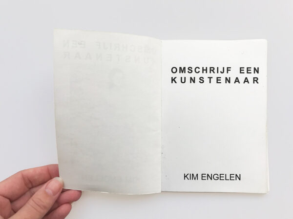 Kim Engelen, Omschrijf een Kunstenaar (English: Describe an Artist), Book 1 (Inkijkexemplaar), Title-Page, 1999