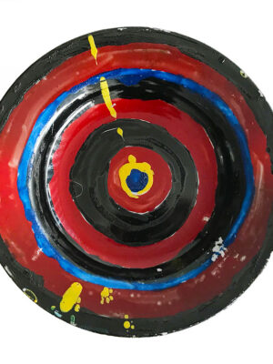 Kim Engelen, Dartboard-Yellow-Apple, Series Painted Plates, Earthenware, 1999