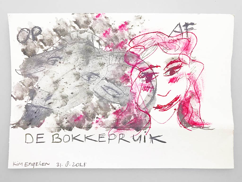 Kim Engelen, De Bokkepruik (The Bucks Wig) No.5, Drawing, Ecoline, Indian-ink, 2021