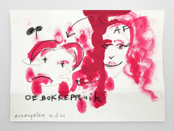 Kim Engelen, De Bokkepruik (The Bucks Wig) No.6, Drawing, Ecoline, Indian-ink, Charcoal, 2021