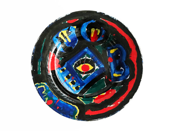 Kim Engelen, Yellow Eye, Black Man, Series Painted Plates, Earthenware, 1999