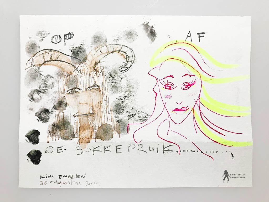 Kim Engelen, De Bokkepruik (The Bucks Wig), Drawing No.3, Web Example, 2021