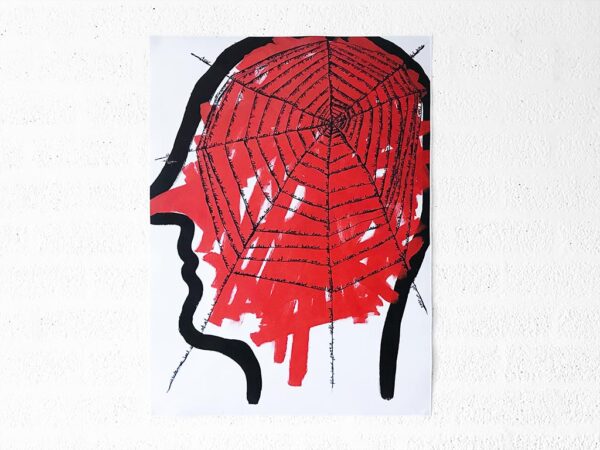 Kim Engelen, Networks, Acrylic on Canvas, 1997, Red Head, Poster, 2021