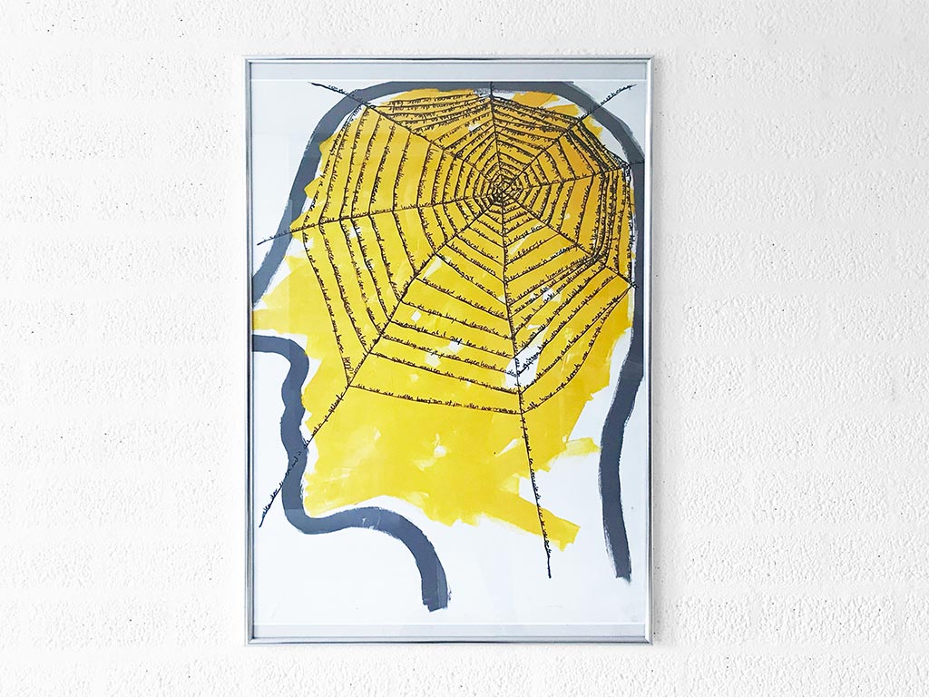 Kim Engelen, Networks, Acrylic on Canvas, 1997, Yellow Head, Framed Poster, 2021