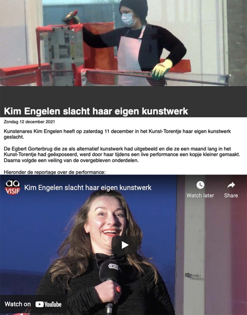 Kim Engelen slacht haar eigen kunstwerk-Actua-AAVISIE, 12 December 2021