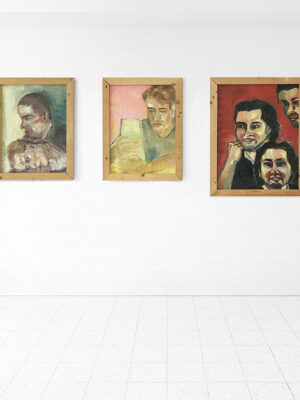 Kim Engelen, Series Students, Linda & Frits, Bernd Claying, Patrico, Oil on Paper (Framed), 1995