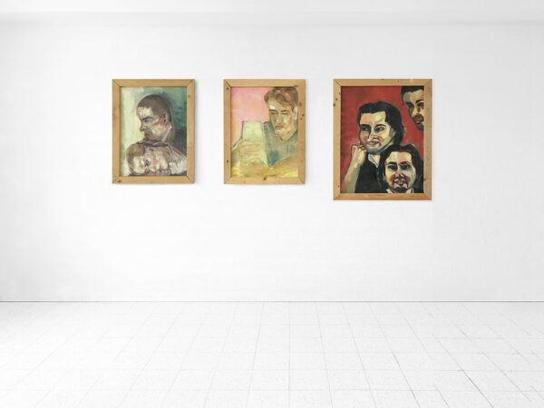 Kim Engelen, Series Students, Linda & Frits, Bernd Claying, Patrico, Oil on Paper (Framed), 1995