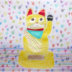 Kim Engelen, Confession Drawings, No.12, Chinese Lucky Cat, 26 February 2022