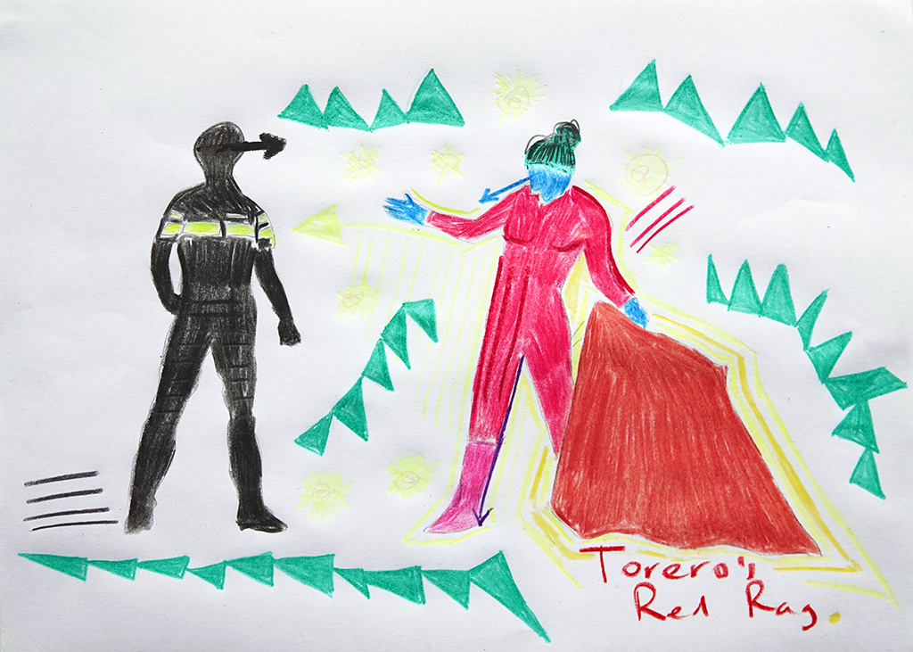 Kim Engelen, Confession Drawings, No.18, Torero’s Red Rag, 17 March 2022