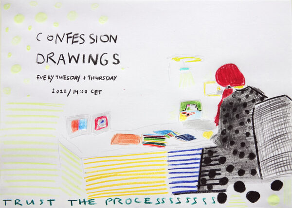 Kim Engelen, Confession Drawings, No.19, Trust the Process (Two-Faced), 22 March 2022