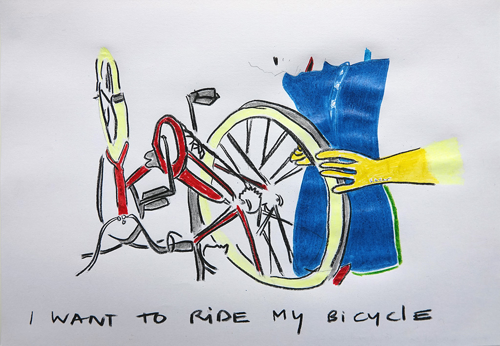 Kim Engelen, Confession Drawings, No.23, I Want to Ride my Bicycle, 5 April 2022